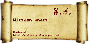 Wittman Anett névjegykártya